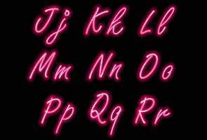 Fonte do alfabeto de néon na parte cor-de-rosa 2 vetor