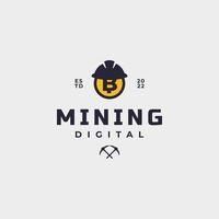 ilustração de ícone de vetor de design de logotipo de mineração bitcoin