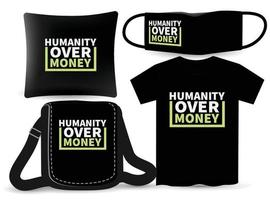 humanidade sobre design de letras de dinheiro para camiseta e merchandising vetor