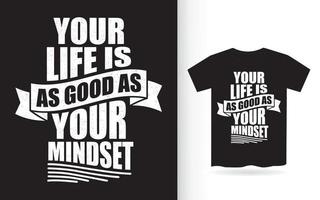 citação motivacional sobre design de letras de mentalidade para camiseta vetor
