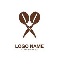 logotipo café tesoura ícone minimalista vetor símbolo design plano