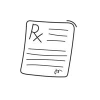 prescrição médica blanc, formulário rx desenhado à mão isolado no fundo branco vetor