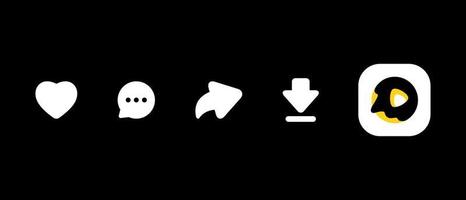 curtir, comentar, compartilhar, baixar e lanchar ícone de vídeo vetor