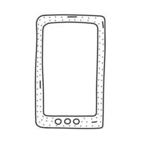 ícone de telefone inteligente desenhado à mão no estilo doodle. ícone de vetor de telefone inteligente dos desenhos animados para web design isolado no fundo branco.