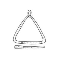 ícone de triângulo musical desenhado à mão no estilo doodle. ícone de vetor triângulo musical dos desenhos animados para web design isolado no fundo branco.