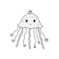 ícone de água-viva desenhada de mão no estilo doodle. ícone de vetor de água-viva dos desenhos animados para web design isolado no fundo branco.