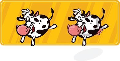 vaca dos desenhos animados em um estilo simples. ilustração vetorial, isolada no fundo branco. ilustração de uma vaca e um bezerro para embalar leite ou carne. logotipo, mascote, símbolo, emblema da empresa. bela vaca. vetor