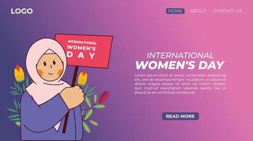 modelo de página de destino da web do dia internacional da mulher plana vetor