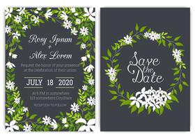 Cartão de convite de casamento Floral mão desenhada frame. vetor