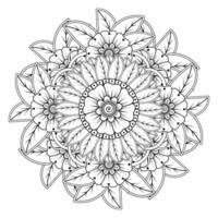 padrão circular em forma de mandala para henna, mehndi, tatuagem, decoração. ornamento decorativo em estilo oriental étnico. página do livro para colorir. vetor