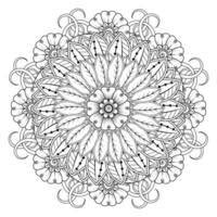 padrão circular em forma de mandala para henna, mehndi, tatuagem, decoração. ornamento decorativo em estilo oriental étnico. página do livro para colorir. vetor