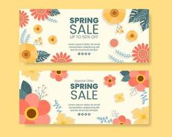 venda de primavera com ilustração de design plano de modelo de banner de flores flor editável de fundo quadrado para mídias sociais ou cartão de felicitações vetor