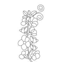 página de coloração de flores para livro com design de arte de linha de elementos de contorno preto e branco vetor