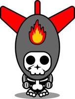 traje de mascote de personagem de desenho animado crânio humano bomba nuclear fofa vetor
