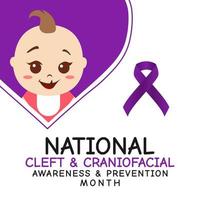 ilustração vetorial do mês nacional de conscientização e prevenção craniofacial e fissura vetor