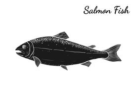 Arte de salmão altamente detalhada em estilo de arte de linha vetor