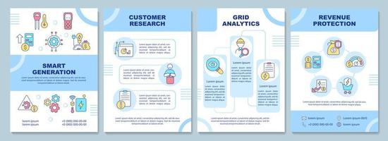 possibilidades do modelo de brochura azul smart grid. design de impressão de livreto com ícones lineares. layouts vetoriais para apresentação, relatórios anuais, anúncios. arial-black, inúmeras fontes pró-regulares usadas vetor