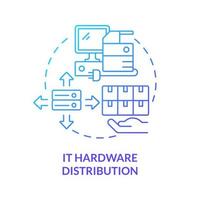 ícone de conceito gradiente azul de distribuição de hardware vetor