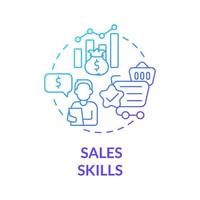 ícone de conceito gradiente azul de habilidades de vendas vetor