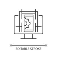 ícone linear do projeto de experiência do usuário. processo de integração do produto. apoiar o comportamento do usuário. ilustração personalizável de linha fina. símbolo de contorno. desenho de contorno isolado de vetor. traço editável vetor