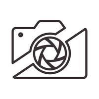 câmera de linhas com design de ilustração de ícone de símbolo de vetor de logotipo cortado