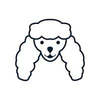 rosto bonito cabeça de linha de design de logotipo de sorriso de cão poodle vetor