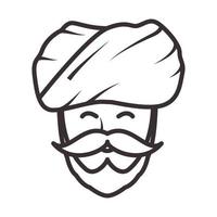 linhas velho com turbante logotipo símbolo vetor ícone ilustração design