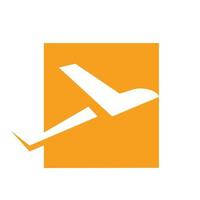 apartamento quadrado com design de ilustração de ícone de símbolo de vetor de logotipo de avião