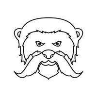 animal de cabeça com design de logotipo de silhueta de ilustração de bigode longo vetor