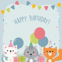 Cartão de cumprimentos animal feliz aniversário vetor