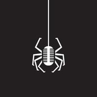 design de logotipo de música de aranha e gravação vetor