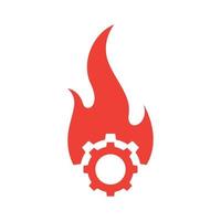 engrenagem de serviço com ícone de símbolo de logotipo de fogo vector design gráfico ilustração ideia criativa