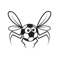 mosca de inseto com bola de futebol logotipo símbolo ícone vetor design gráfico ilustração ideia criativa
