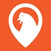 galinha animal com mapa pin localização logotipo design vetor ícone símbolo ilustração