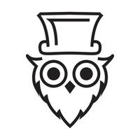 cabeça de coruja com design de logotipo de chapéu vetor