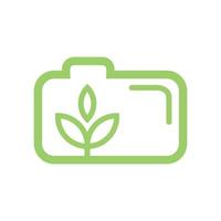 ícone de design de logotipo de linha de fotografia de câmera de flor planta vetor