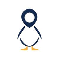 tecnologia moderna de design de logotipo de pinguim e localização vetor