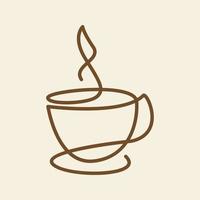 linhas arte xícara café ou chá ou chocolates design de logotipo vetor ícone símbolo ilustração