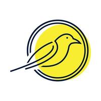 linha moderna com vetor de design de logotipo de passarinho e círculo