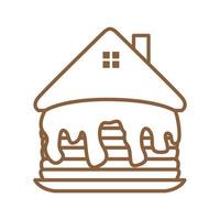 chocolates de bolo de comida de linhas com ilustração de símbolo de ícone de vetor de design de logotipo em casa