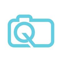 letra q design de logotipo de fotografia de câmera de lente de obturador vetor