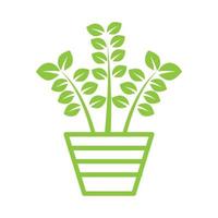 planta verde simples com design de ilustração de ícone de vetor de símbolo de logotipo de pote
