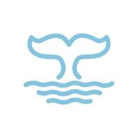 design de logotipo de água do mar de linha de cauda de baleia bonito vetor