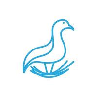 pombas ou pombo pássaro no ninho linha minimalista design de logotipo moderno vetor