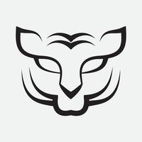 design de logotipo minimalista de linha moderna preta de rosto de tigre vetor