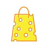 queijo amarelo com ilustração de símbolo de ícone de vetor de design de logotipo de saco de compras