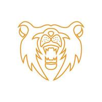 animal cabeça de tigre rosto rugido linha design de logotipo minimalista vetor