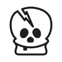 crânio bonito com design de ilustração de ícone de símbolo de vetor de logotipo de trovão