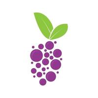 fruta de uva abstrata ou colorida com ícone de design de logotipo de folha vetor