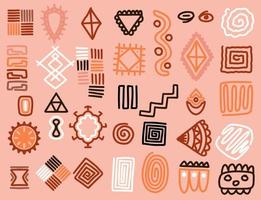 elementos tribais étnicos desenhados à mão em estilo colorido. vetor